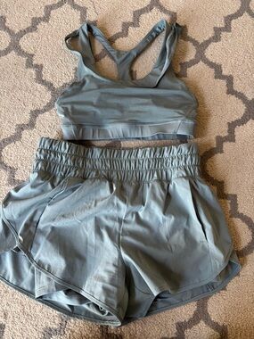Avia matching Olive Green High-Waist Athletic Shorts and Sports Bra